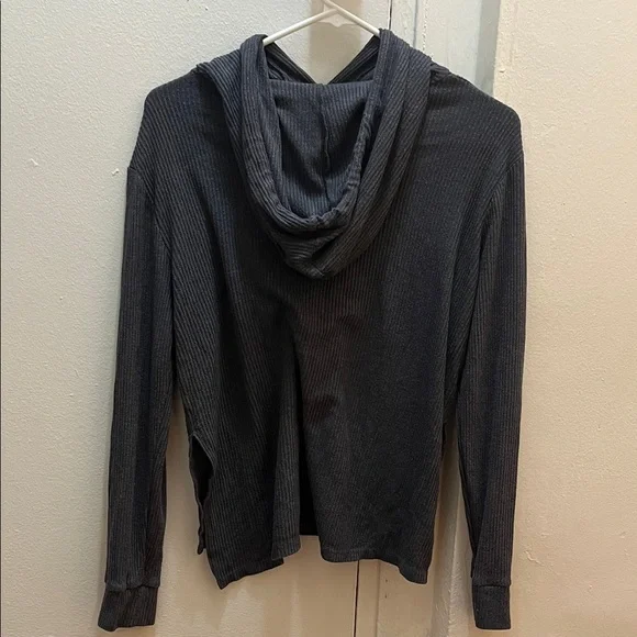 Aqua by Bloomingdale’s Gray Ribbed Hoodie Size XS - Picture 6 of 6